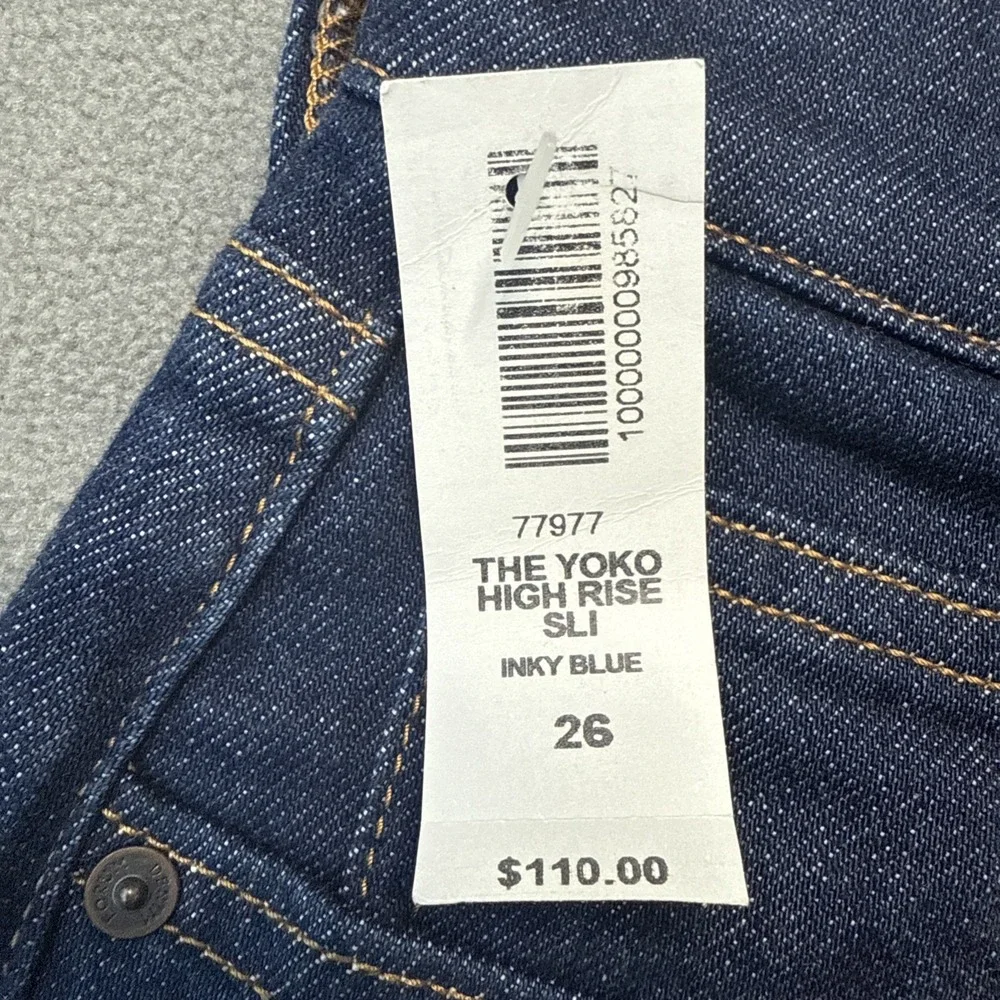 Aritzia Denim Forum Jeans Womens 26 Yoko High Rise Slim Dark Wash Button Fly NWT